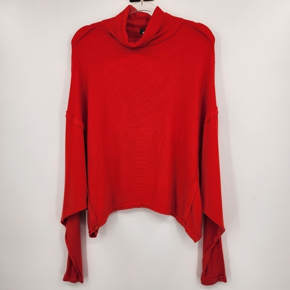 We The Free Alameda Oversized Dolman Sleeve Top Turtleneck Womens Size XS Red